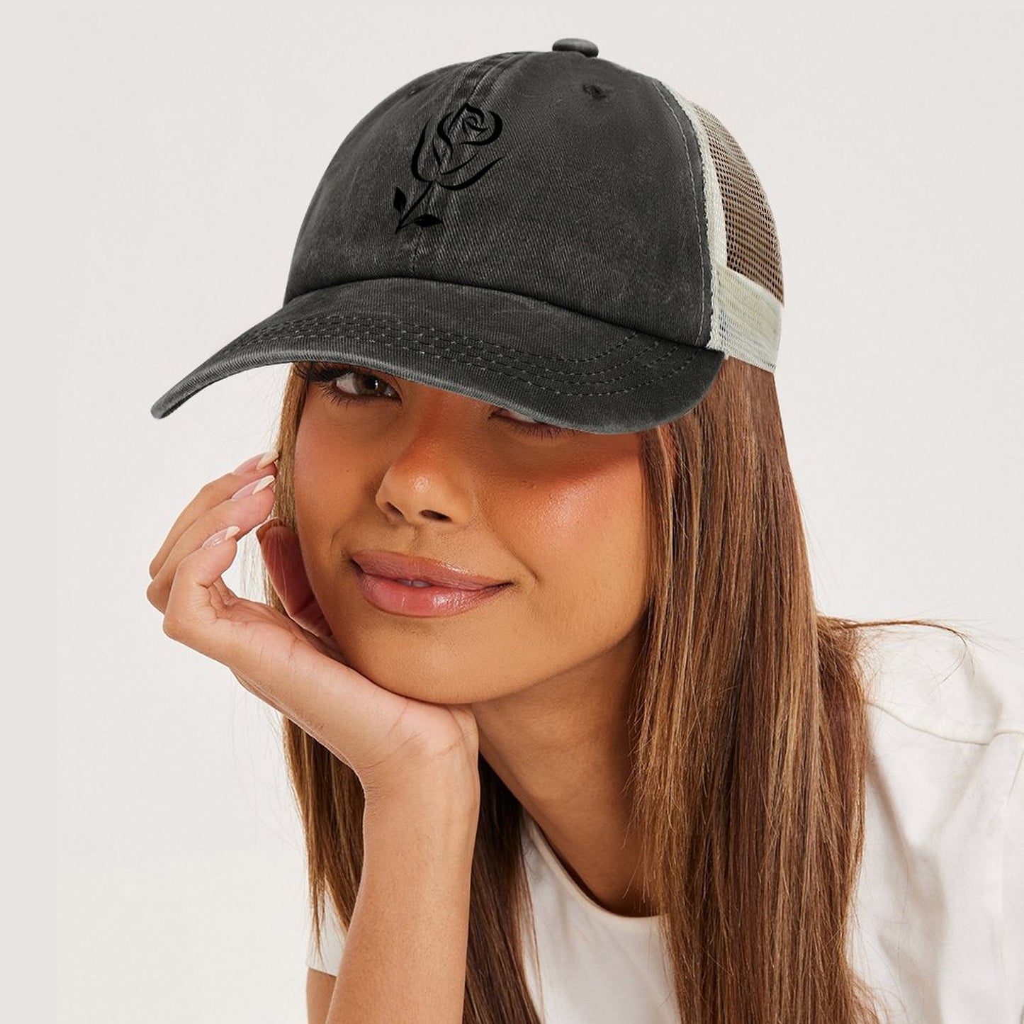Cotton Trucker Hat for Casual Style - Rose