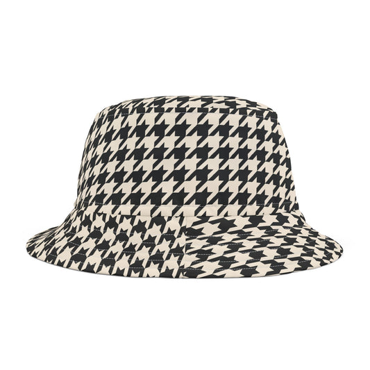 Chic Houndstooth Bucket Hat, Trendy Hat for Summer, Fashion Accessory, Gift for Her, Beach Style, Festival Ready