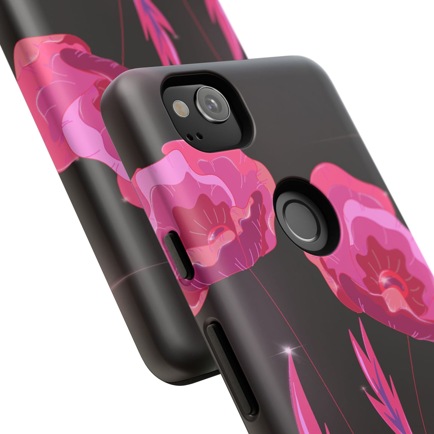 Floral iPhone Case | Tough Cases with Pink Poppy Design, Elegant Flower Phone Cover, Gift for Her, Spring Accessories, Chic Tech