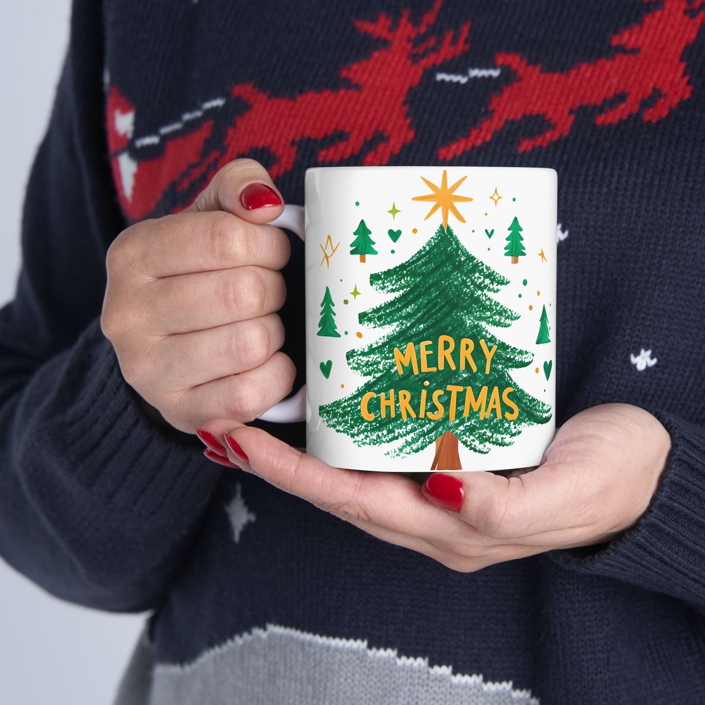 Festive Christmas Ceramic Mug | Holiday Coffee Cup, Hand-painted Design, Gift for Him, Her, Family, Friends, Winter Wonderland