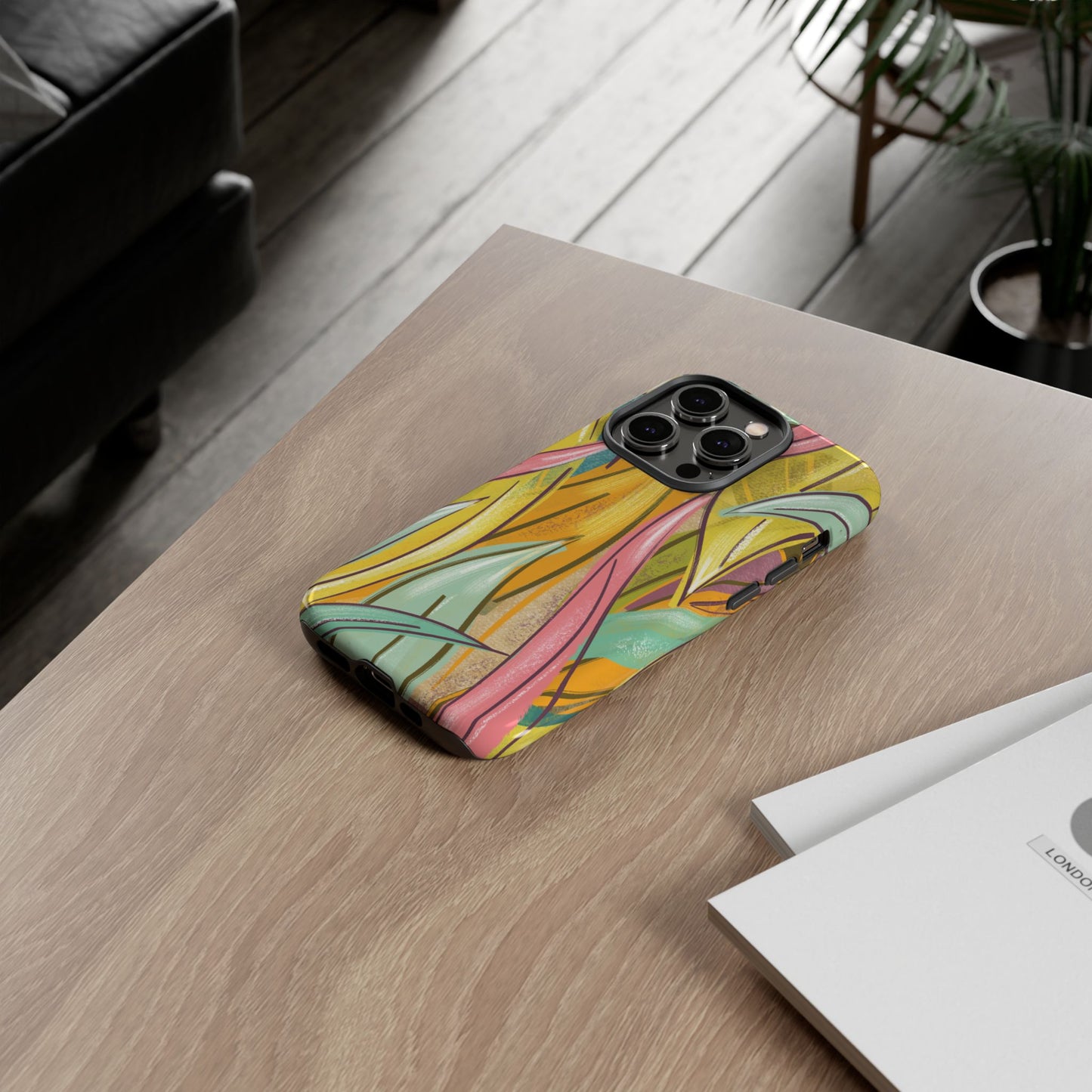 Vibrant Phone Case with Colorful Leaf Design, Tough Cases for Nature Lovers, Eco-Friendly Gift, Summer Vibes, Floral Phone Cover