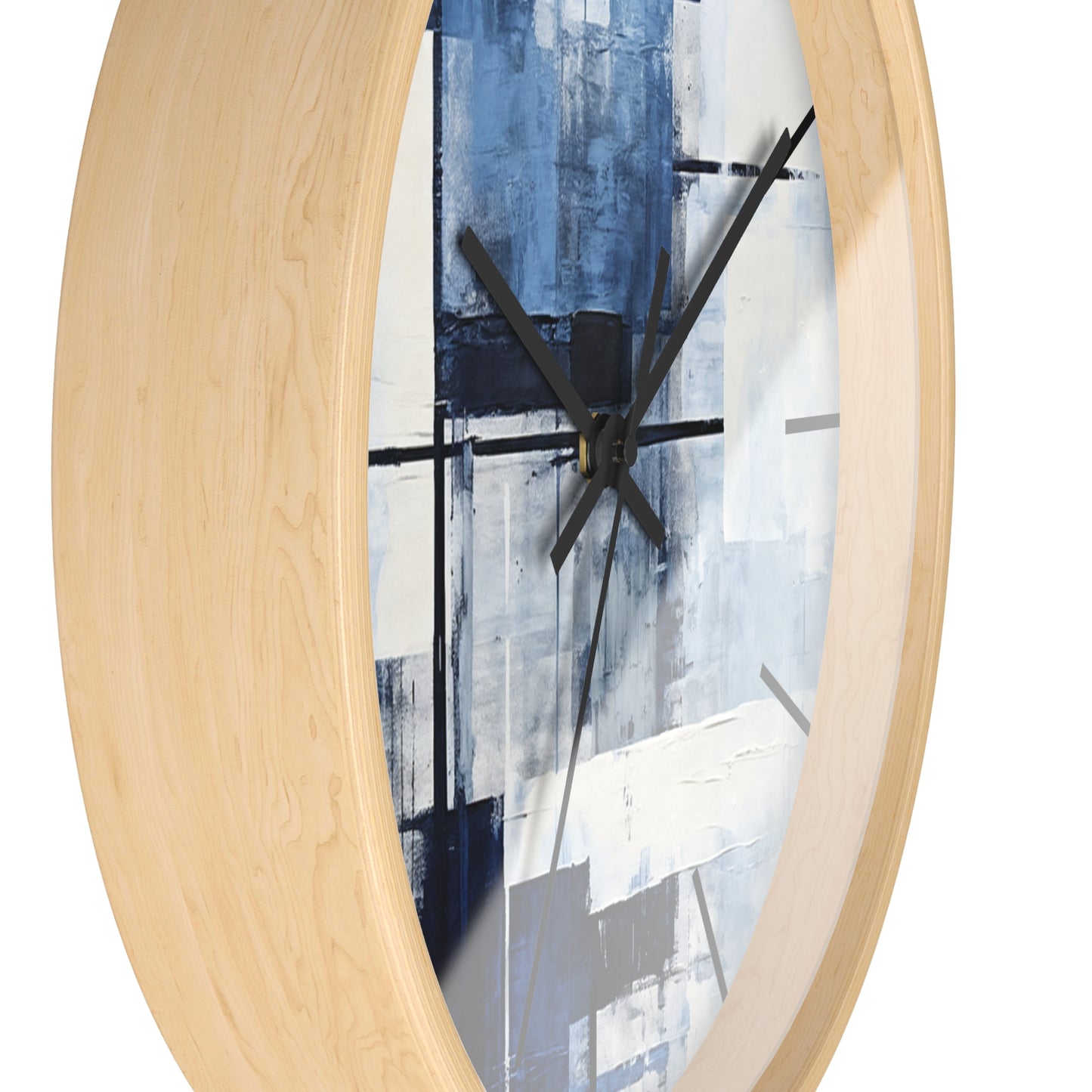 Abstract Blue Geometric Wall Clock — Modern Minimalist Home Decor