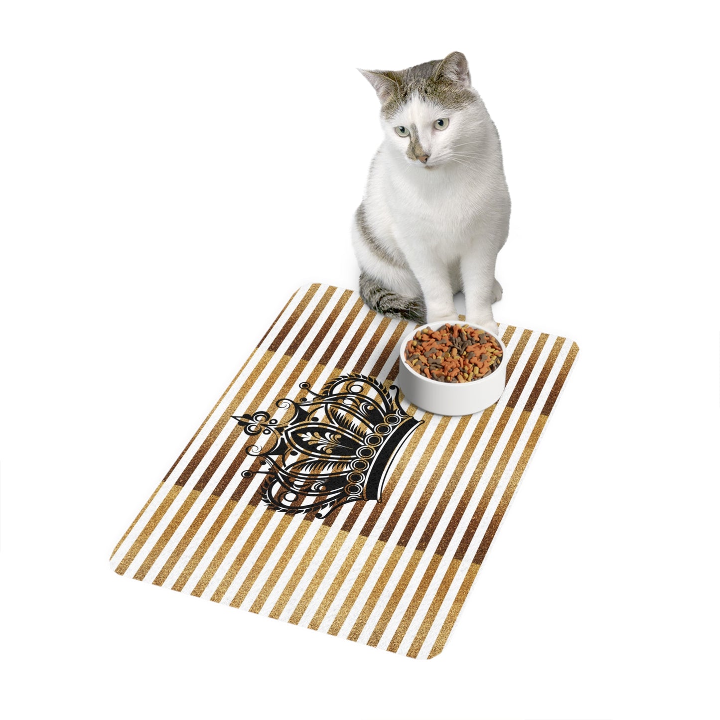 Royal Crown Gold Stripe Pet Food Mat (12x18)
