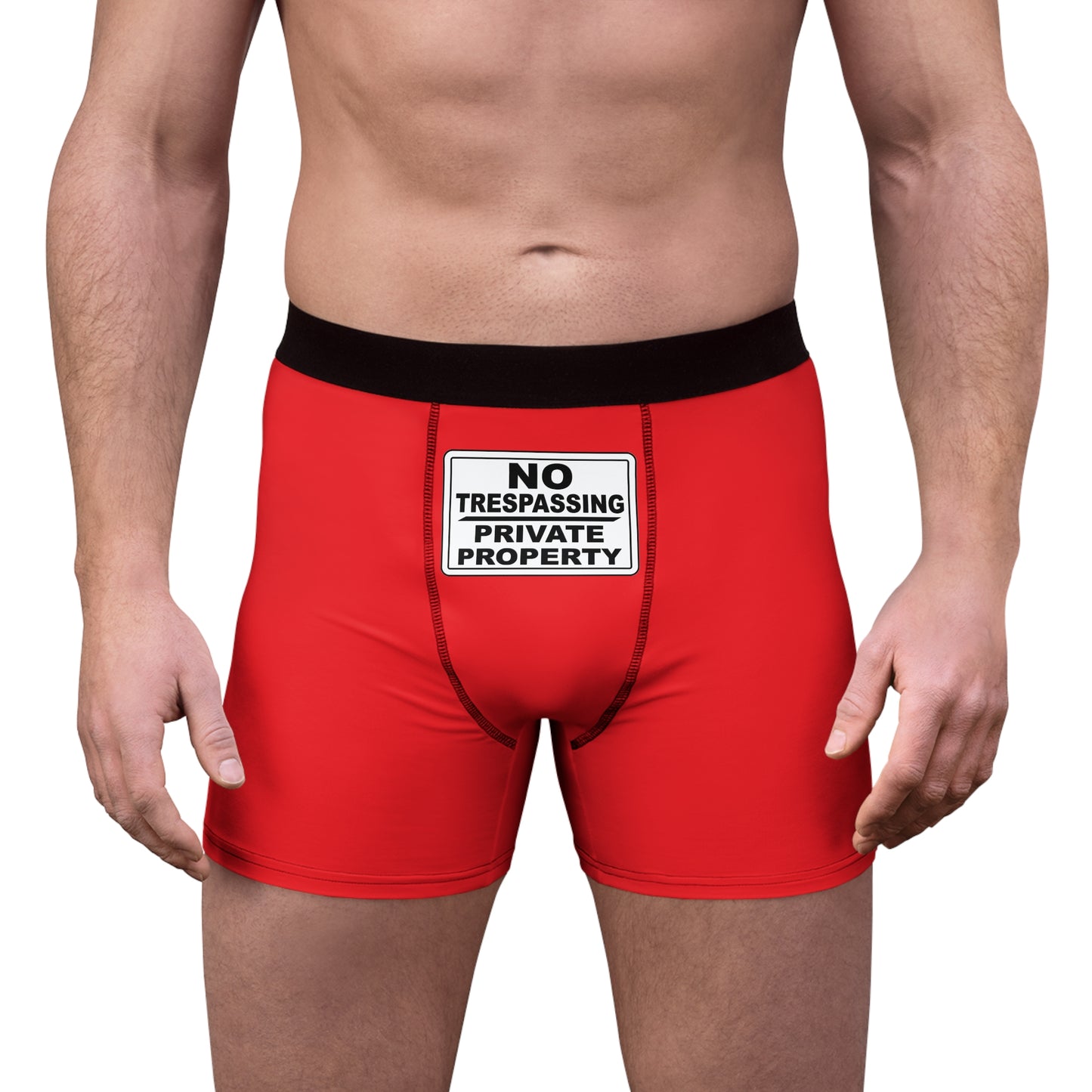Funny Men's Boxer Briefs - No Trespassing Private Property, Unique Gift, Comfortable Underwear, Ideal for Gifting, Perfect for Everyday Wear