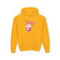 Valentine Gnome Kids Hoodie — Cute Pink Gnome Holding Rose Youth Sweatshirt
