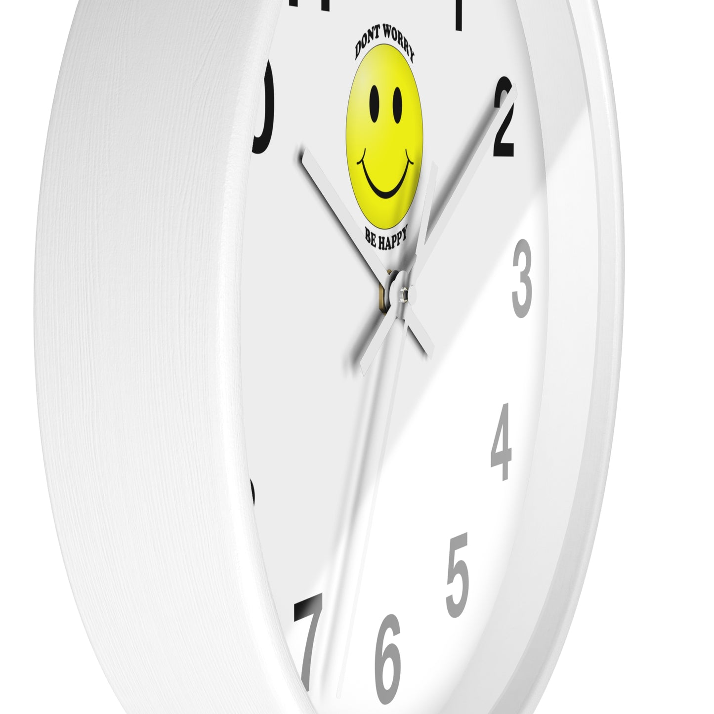 Cheerful Wall Clock with Smiley Face - Don't Worry Be Happy - Home Decor, Gift for Friends, Motivational Decor, Office Wall Art
