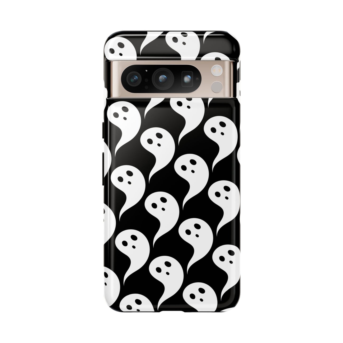 Ghost Pattern Phone Case, Cute Ghost Cell Phone Cover, Halloween Accessory, Spooky Gift, Black and White Phone Case