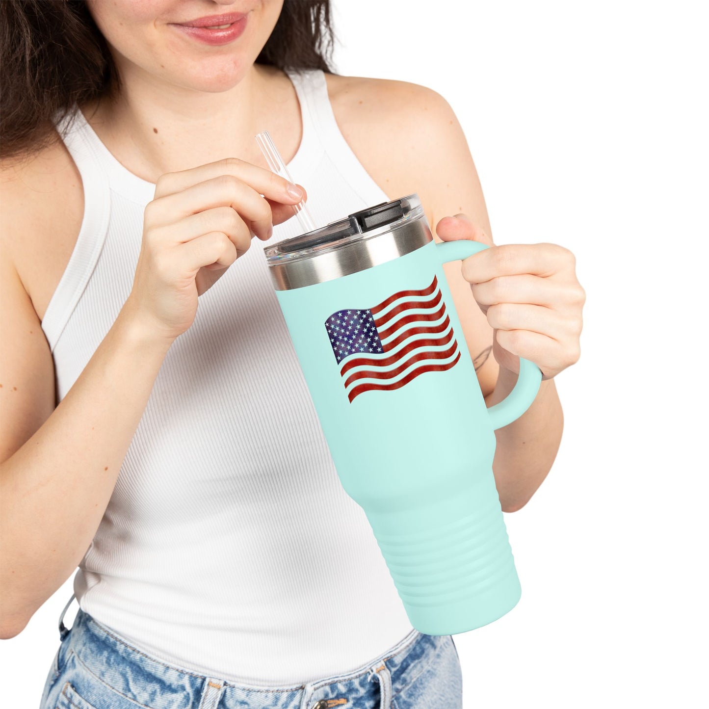 Insulated Travel Mug, 40oz - American Flag
