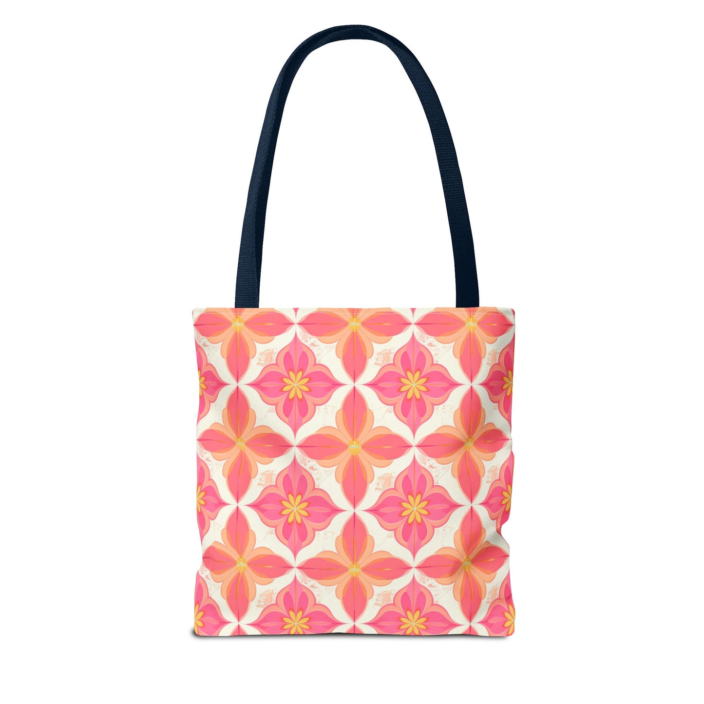 Pink Floral Geometric Tote Bag — All-Over Print Reusable Shopper