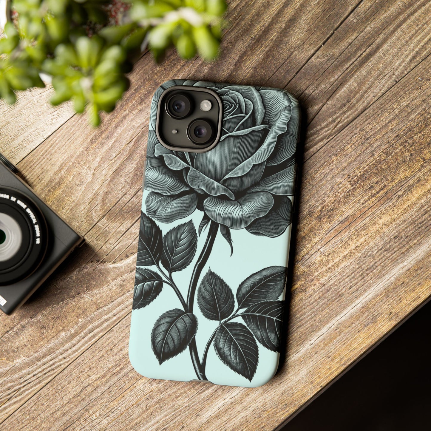 Elegant Floral Phone Case, Tough Cases for iPhones, Black Rose Design, Gift for Her, Stylish Phone Cover, Birthday Gifts