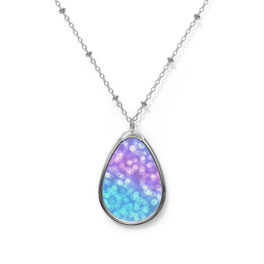 Iridescent Oval Necklace, Dainty Silver Jewelry, Heartfelt Gift