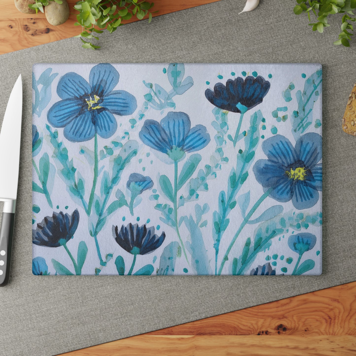Floral Glass Cutting Board, Kitchen Decor, Housewarming Gift, Wedding Present, Unique Kitchen Accessory, Design for Home