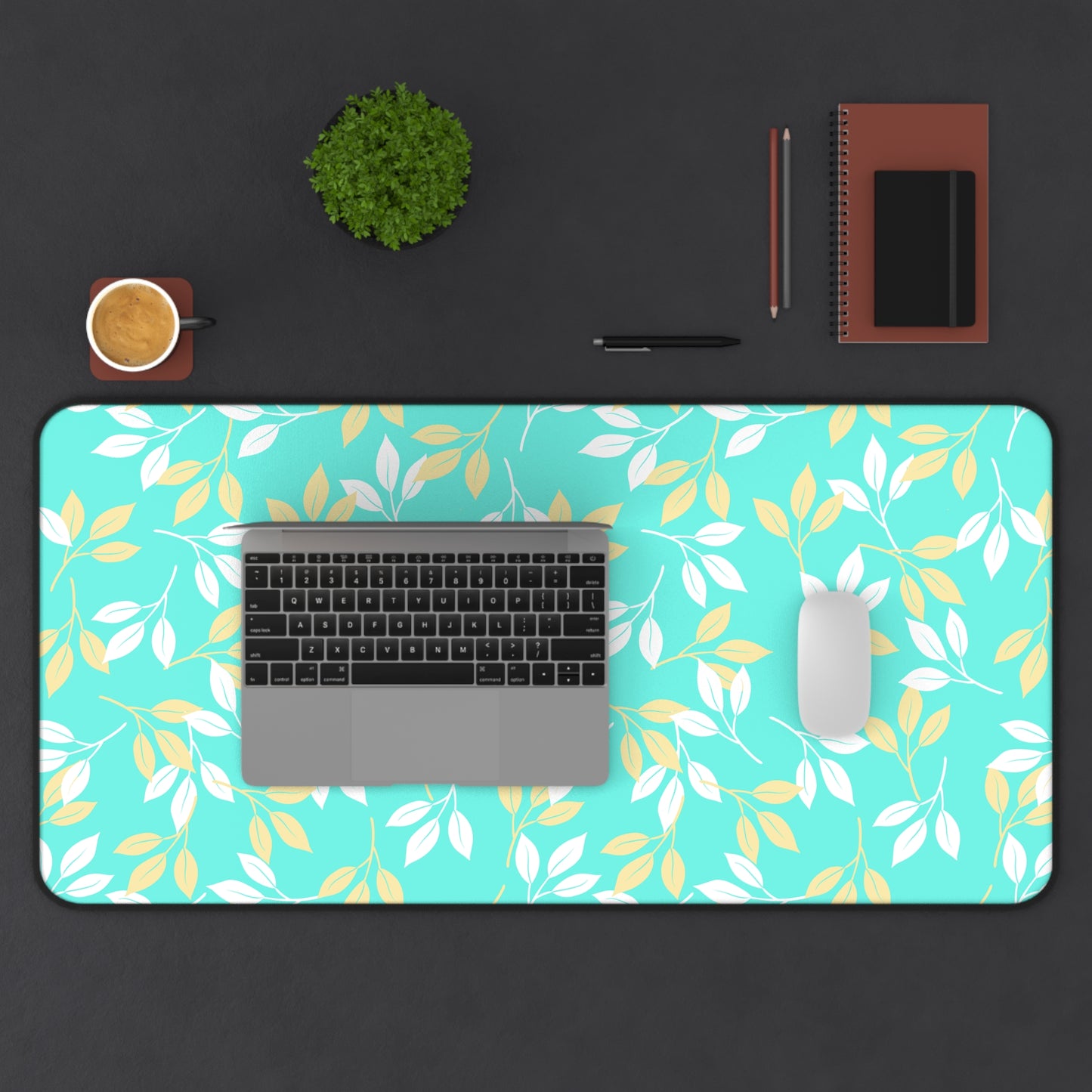 Botanical Desk Mat for Home Office, Leafy Desk Pad, Cute Work Accessory, Floral Mouse Mat, Gift for Students, Greenery Decor