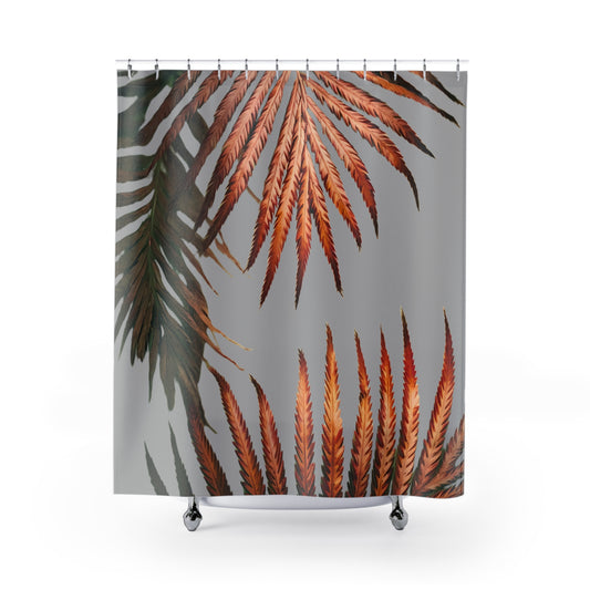 Tropical Leaves Shower Curtain, Boho Bathroom Decor, Nature Inspired Home, Botanical Print, Unique Gift for Eco Lovers
