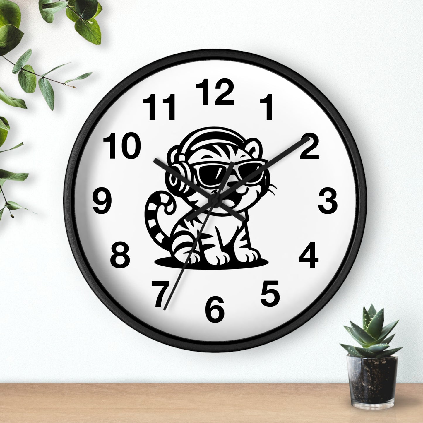 Cool Cat Design Wall Clock - Fun Decor for Animal Lovers, Tiger Clock, Unique Home Gift, Trendy Animal Wall Art, Kids Room Decor
