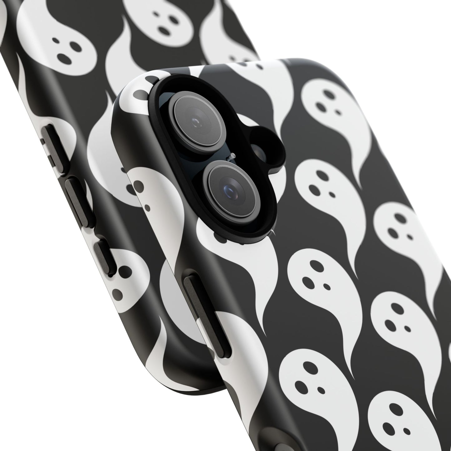Ghost Pattern Phone Case, Cute Ghost Cell Phone Cover, Halloween Accessory, Spooky Gift, Black and White Phone Case