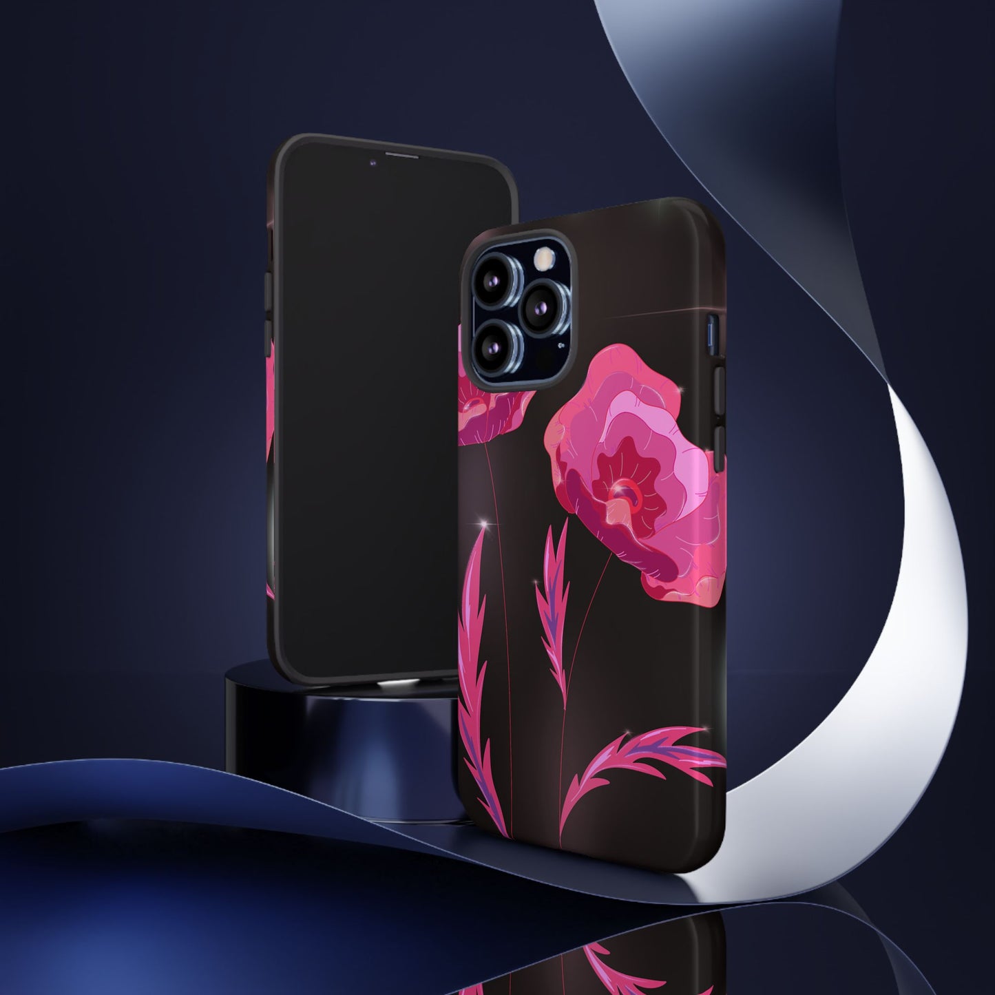 Floral iPhone Case | Tough Cases with Pink Poppy Design, Elegant Flower Phone Cover, Gift for Her, Spring Accessories, Chic Tech