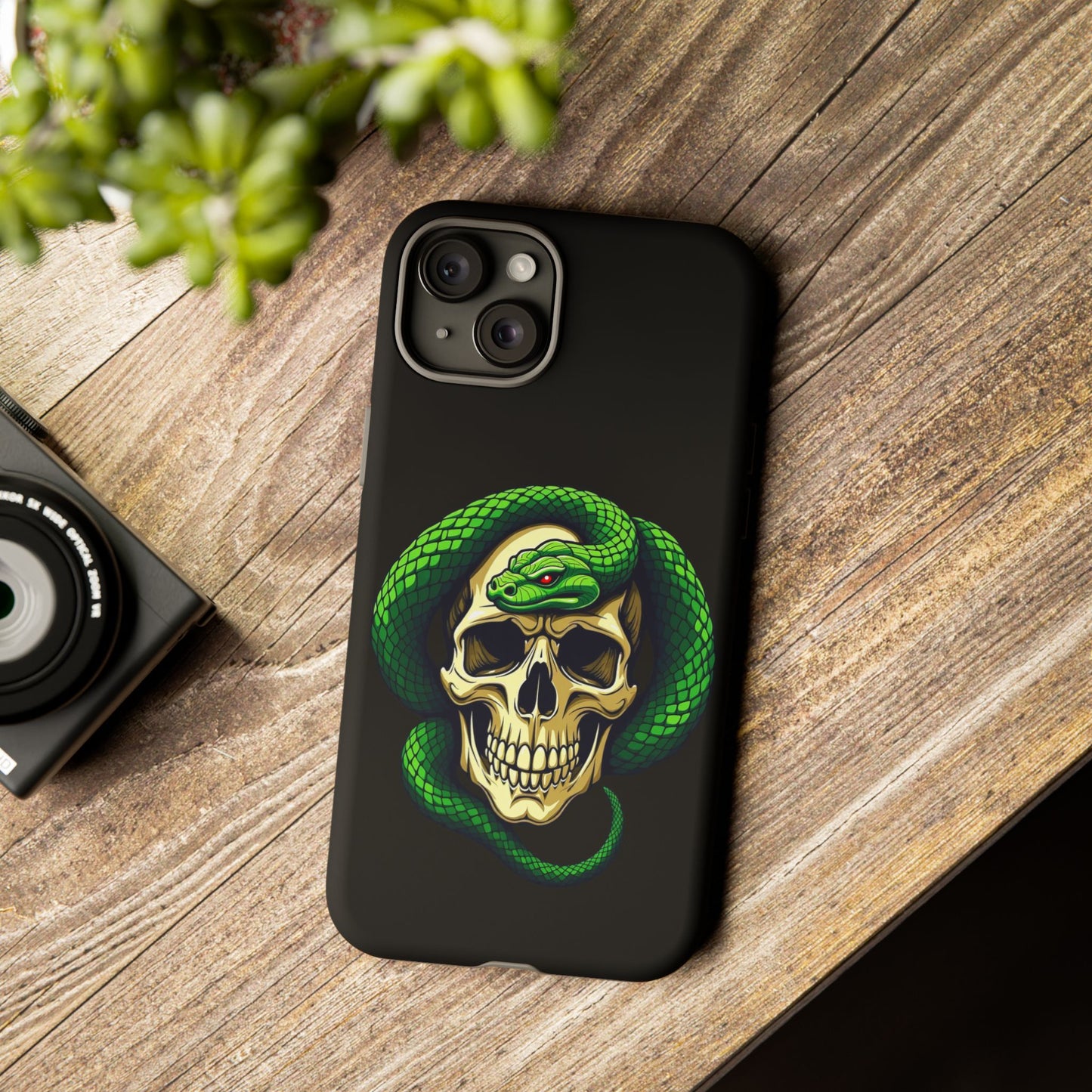 Skull & Snake Phone Case | Tough Cases, Protective Cover, Edgy Phone Accessories, Gothic Gift, Halloween Decor