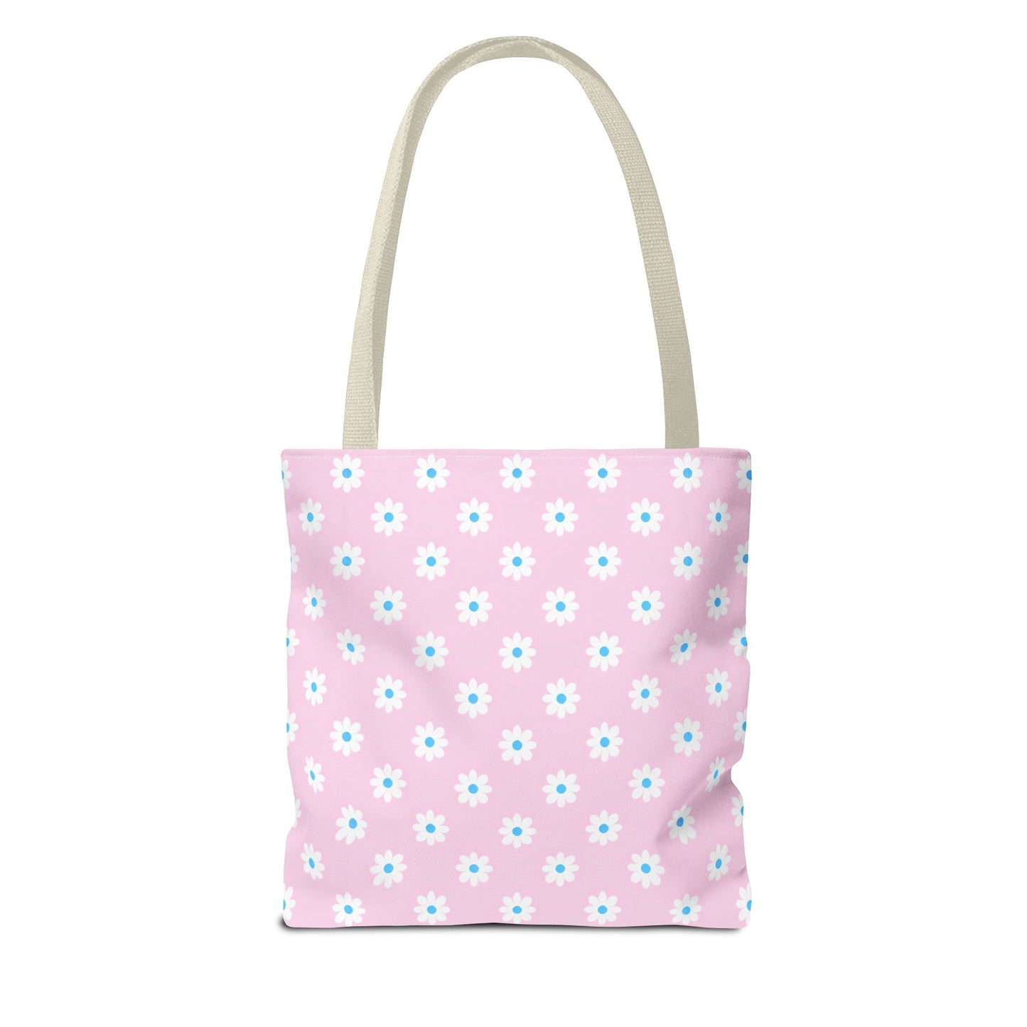 Pink Daisy Pattern Tote Bag — Floral Everyday Canvas Shopper
