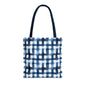 Blue Watercolor Plaid Tote Bag — Navy Check Pattern All-Over Print