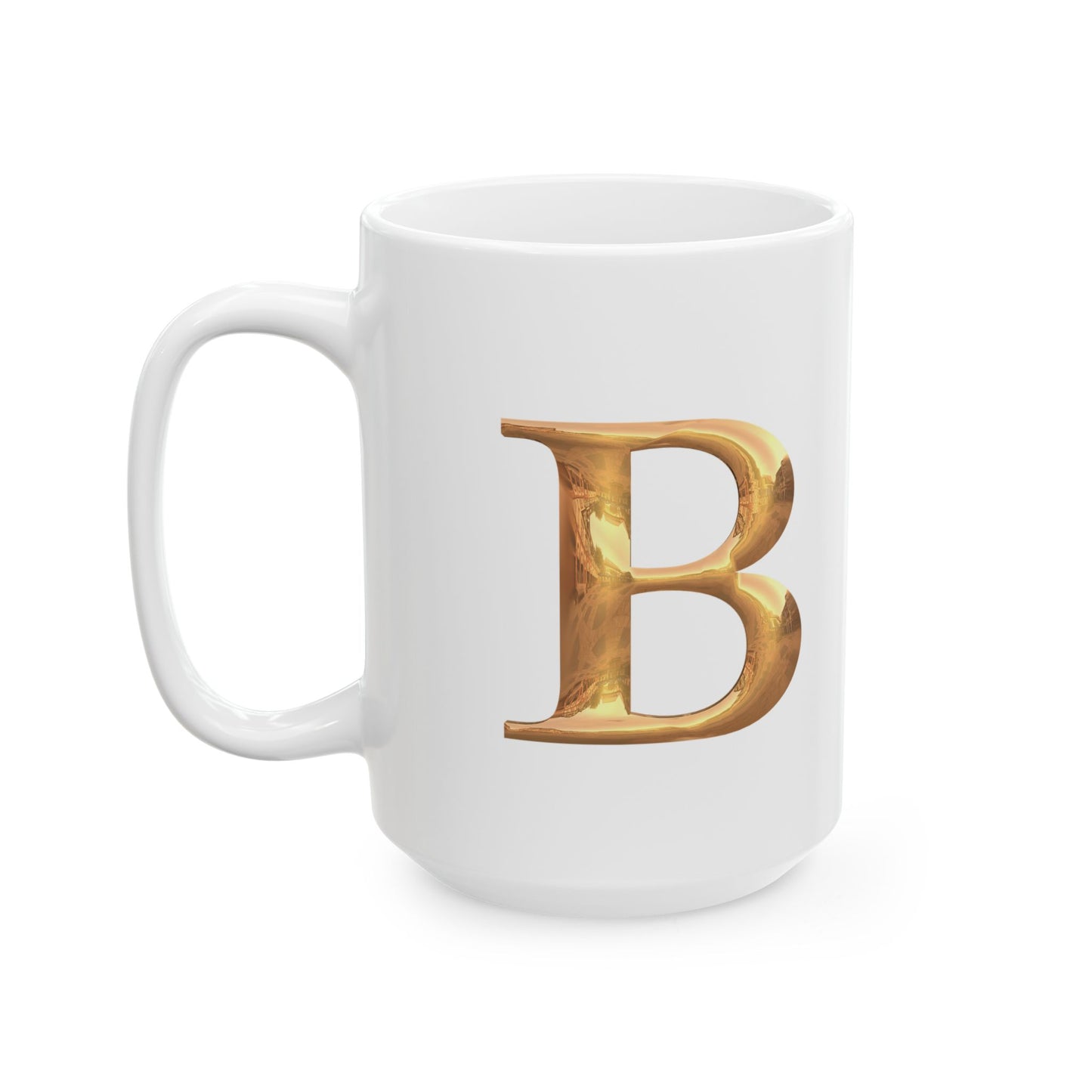 Elegant Gold Letter Mug | Personalized Coffee Cup, Letter B