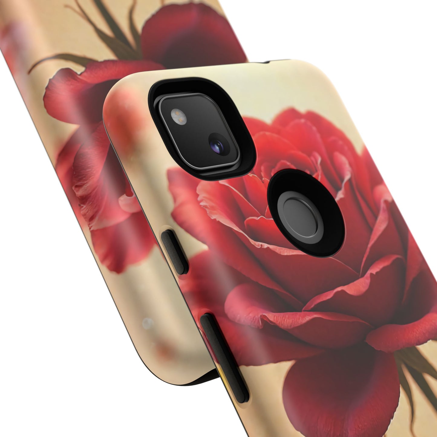 Floral Phone Case with Red Rose Design, Tough Phone Cover, Flower Print, Gift for Her, Stylish Accessory, Floral Aesthetic