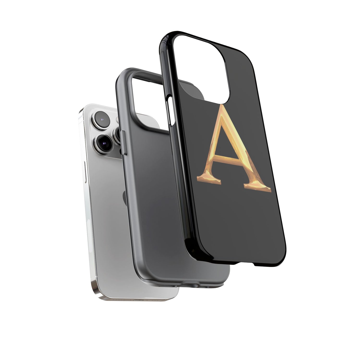 Custom Phone Case with Gold Letter A, Monogrammed Gift, Tough Protective Case, Personalized Phone Accessory, Unique Phone Cover