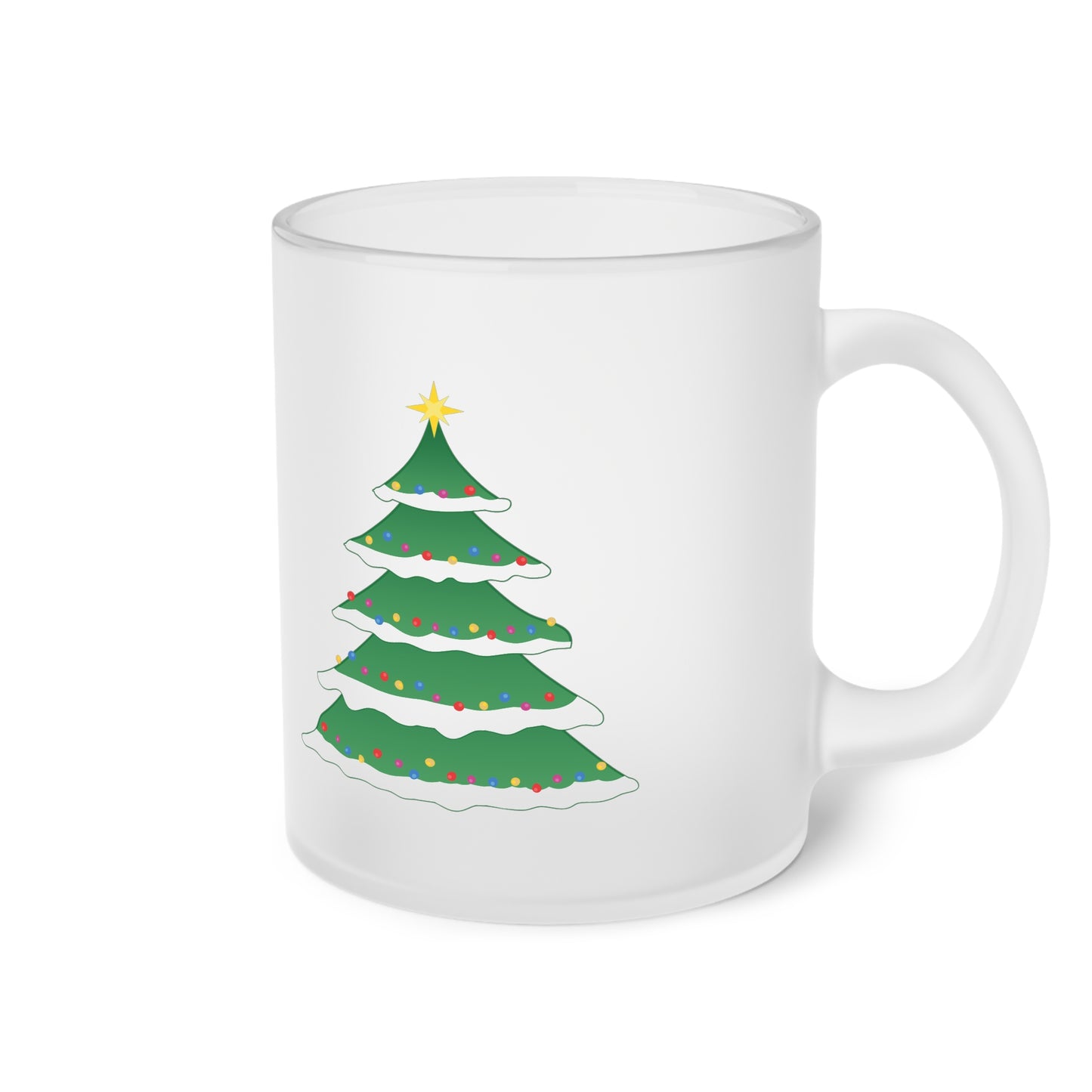 Frosted Glass Mug — Festive Christmas Tree Holiday Coffee Cup