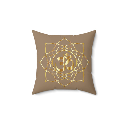 Spun Polyester Decorative Pillow, Om Symbol Home Decor, Meditation Cushion, Yoga Studio Accent, Spiritual Gift Idea