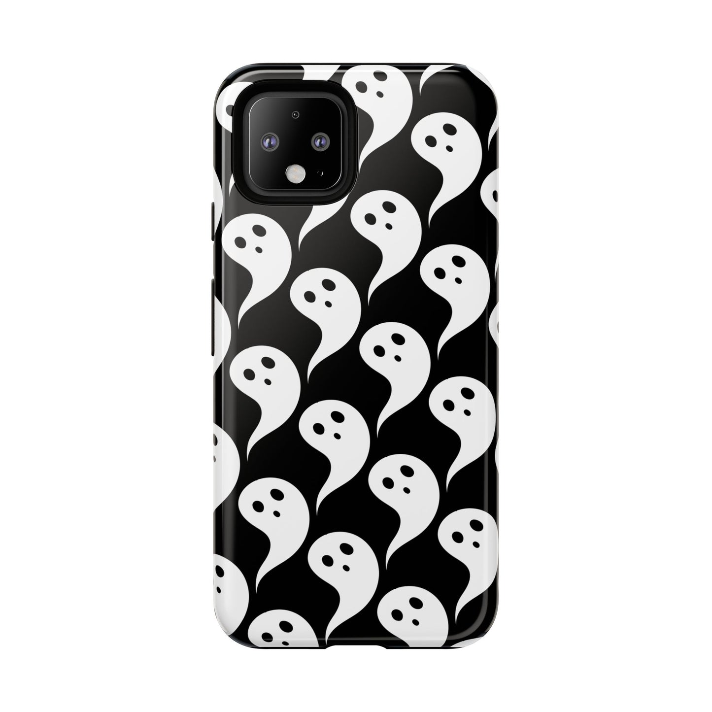 Ghost Pattern Phone Case, Cute Ghost Cell Phone Cover, Halloween Accessory, Spooky Gift, Black and White Phone Case