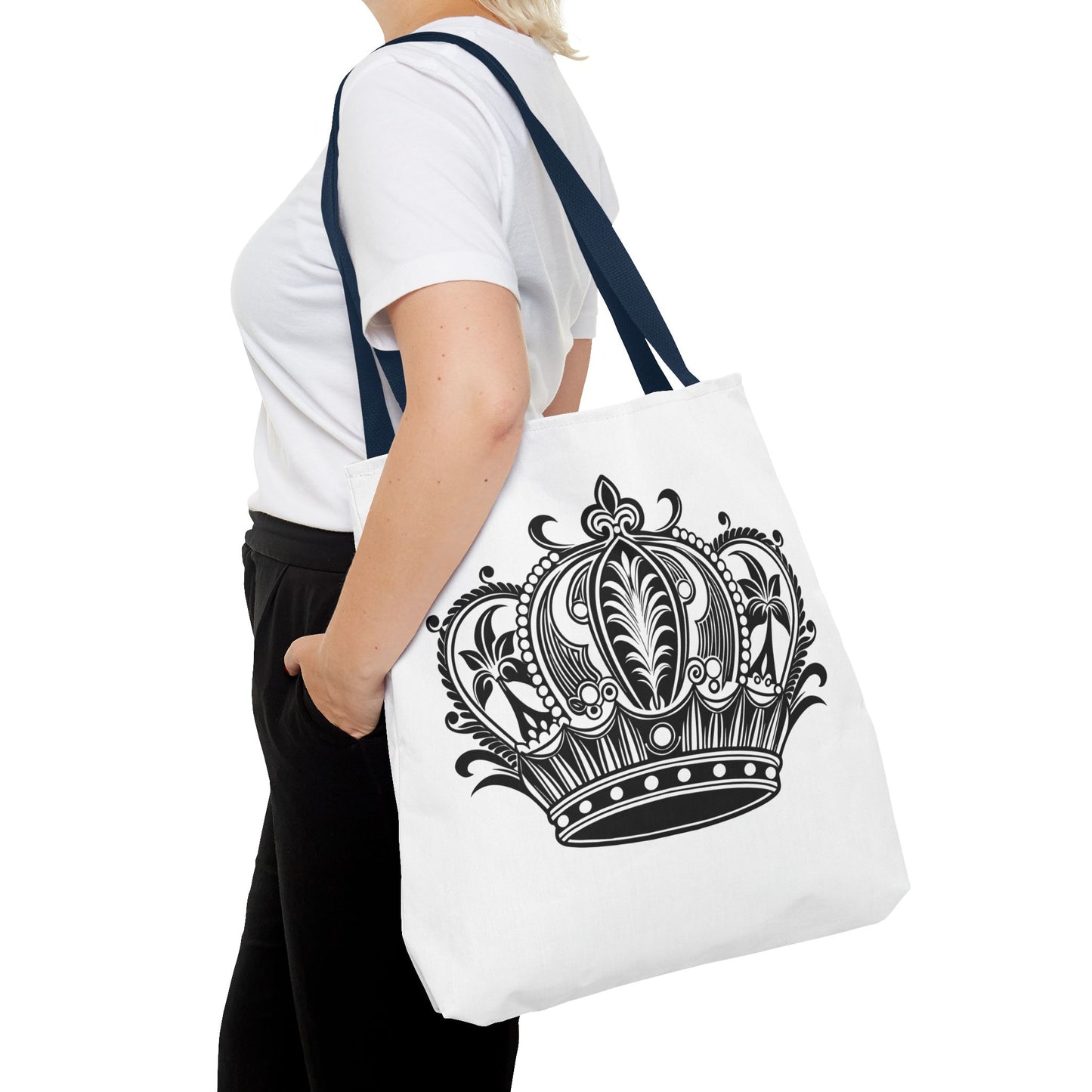 Crown Design Tote Bag, Royal Style Shopping Tote, Chic Grocery Bag, Gift for Her, Fashionable Accessories