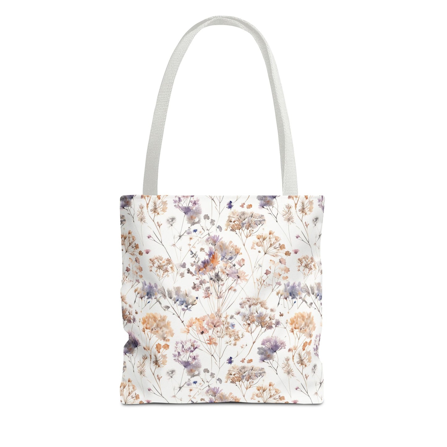Floral Ditsy Print Tote Bag – Neutral Watercolor Wildflower Market Bag