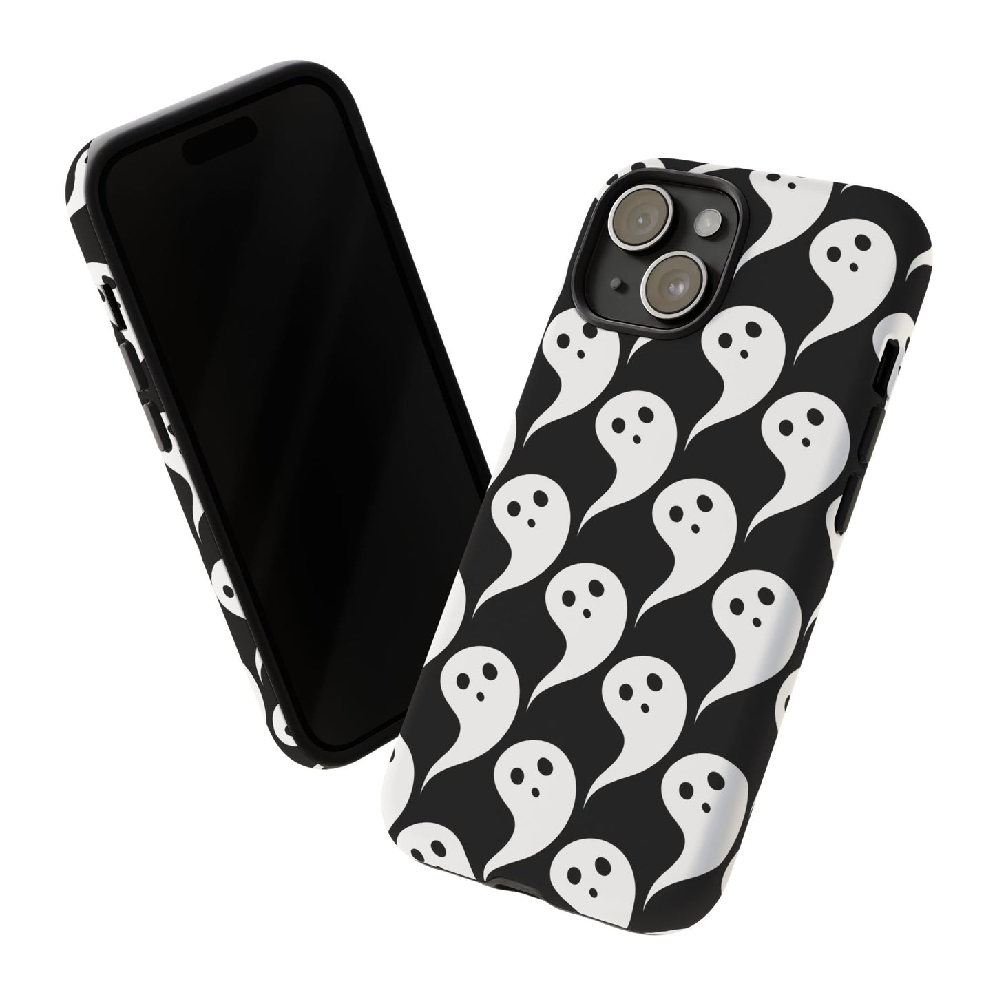 Ghost Pattern Phone Case, Cute Ghost Cell Phone Cover, Halloween Accessory, Spooky Gift, Black and White Phone Case
