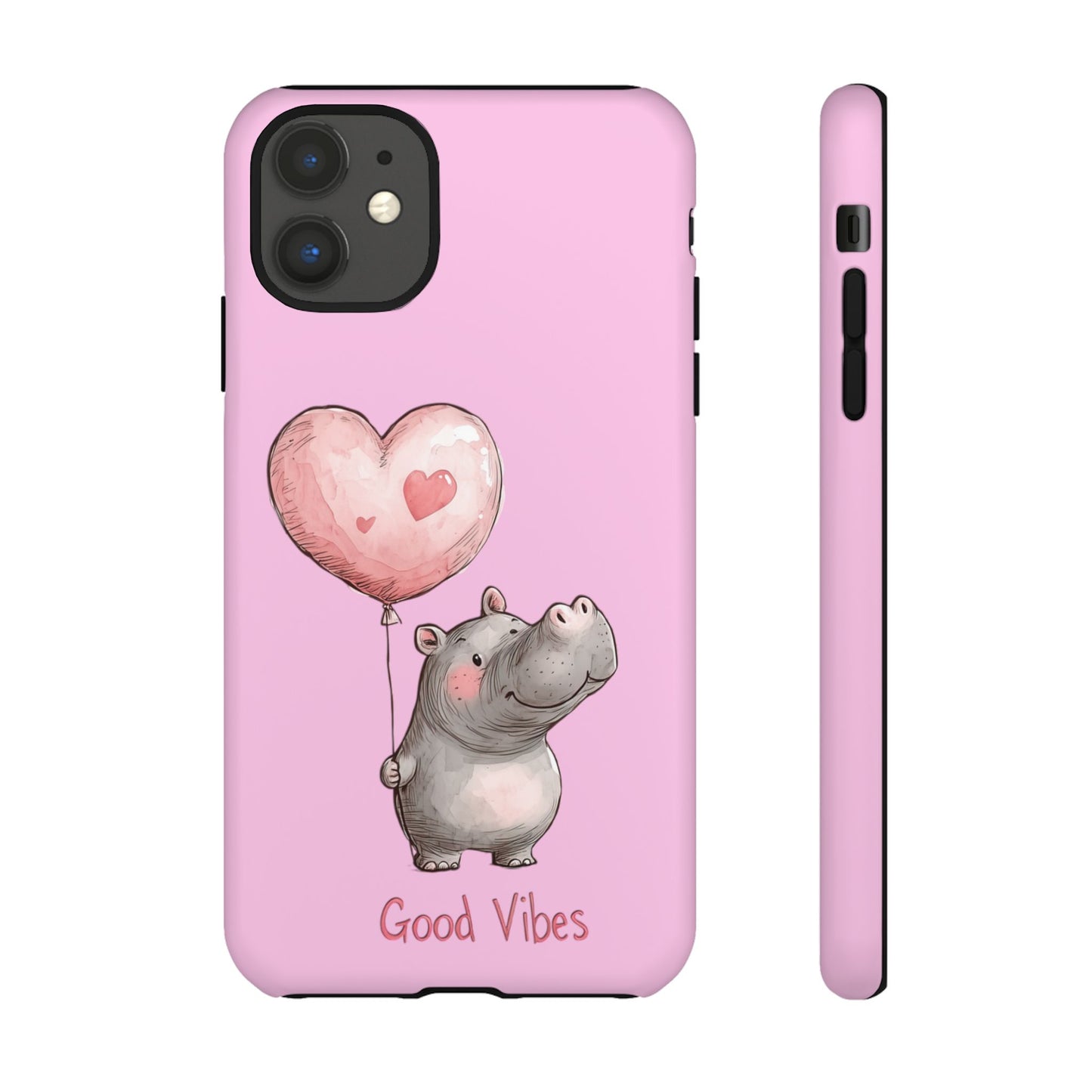Cute Hippo Phone Case | Good Vibes, Gift for Friends, Cute Phone Accessories, Animal Lover Gift, Happy Phone Cover