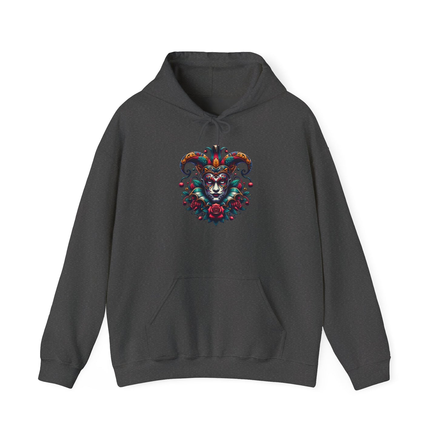 Colorful Jester Hoodie, Unique Graphic Sweatshirt
