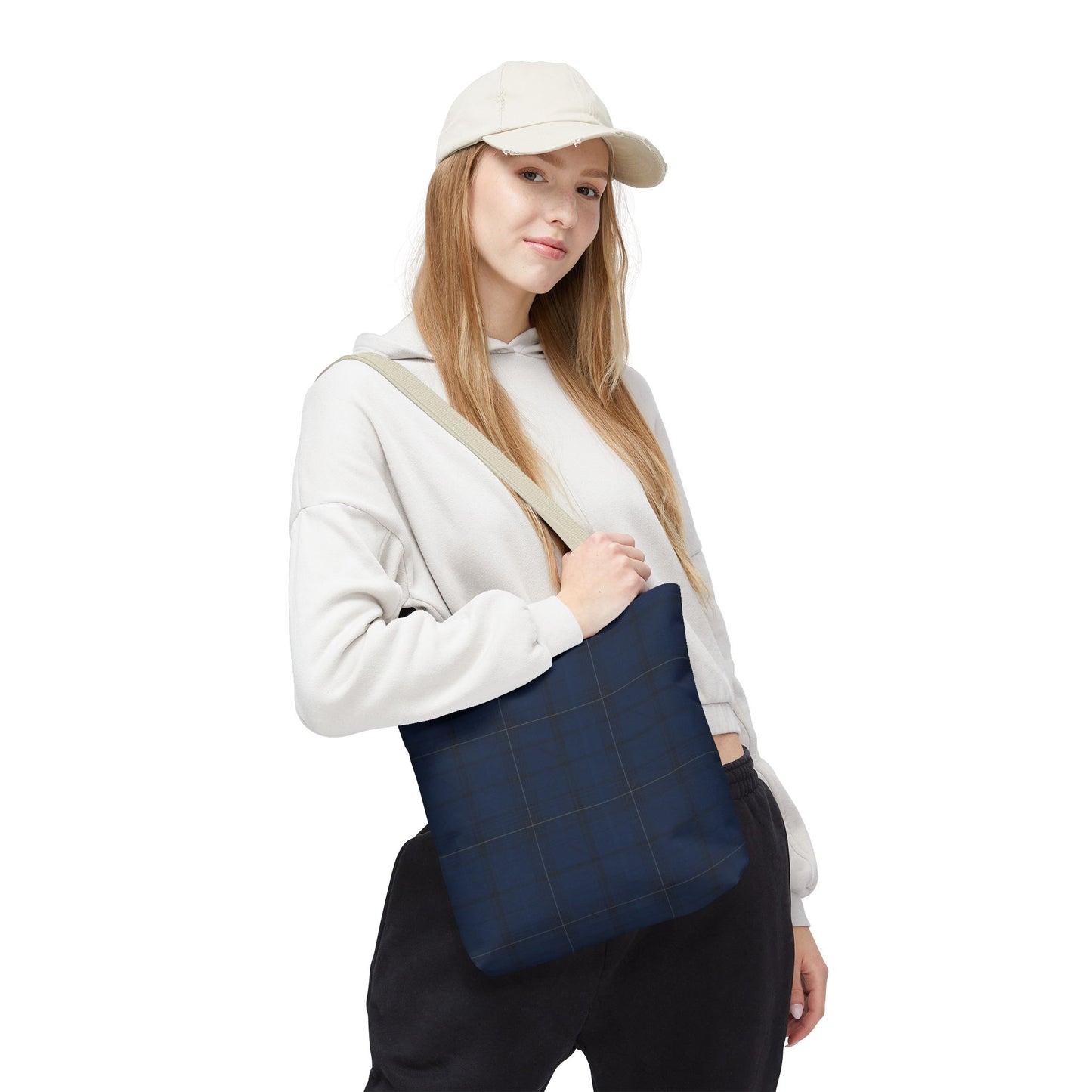 Navy Tartan Tote Bag – Classic Plaid All-Over Print Tote