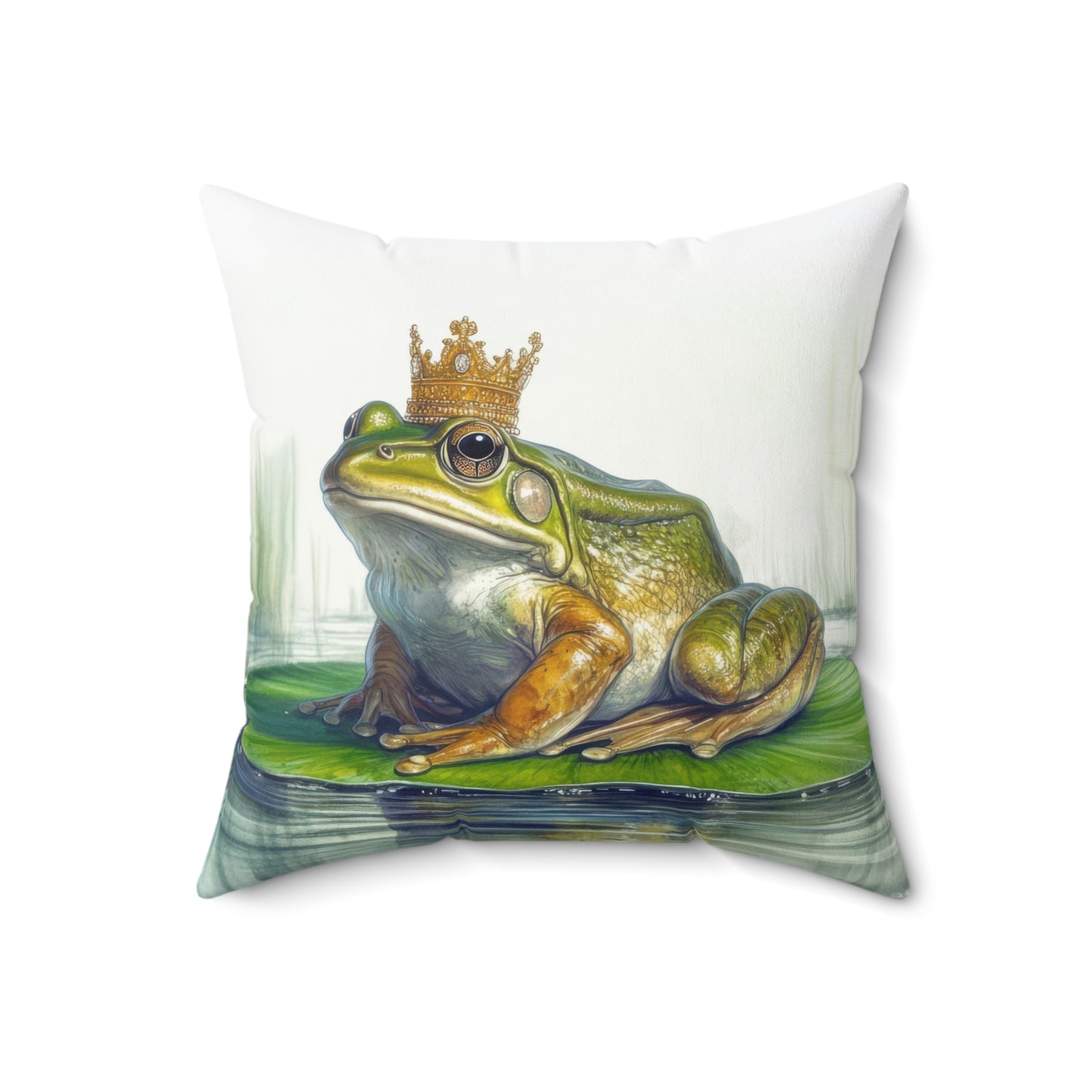 Royal Frog Square Pillow Whimsical Home Decor Frog King Pillow