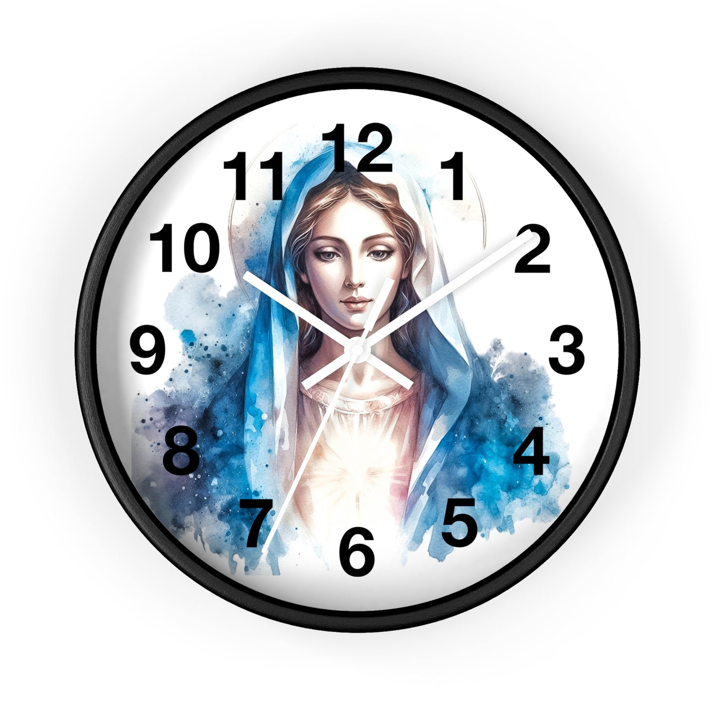 Serene Virgin Mary Wall Clock - Spiritual Home Decor, Religious Gift, Timeless Artistic Piece, Faith-Based Office Accessory