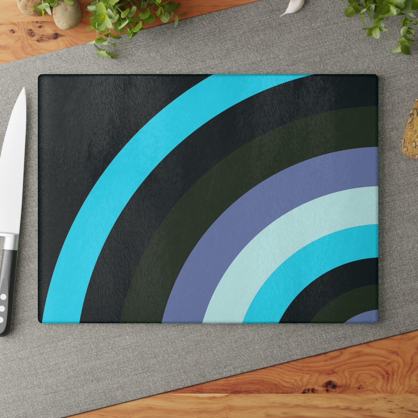 Modern Glass Cutting Board with Cool Geometric Design, Kitchen Decor, Unique Gift, Charcuterie Board, Home and Living