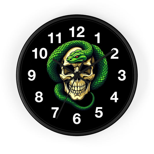 Skull and Snake Wall Clock, Gothic Home Decor, Unique Gift for Horror Lovers, Vintage Style Wall Art, Timeless Decoration