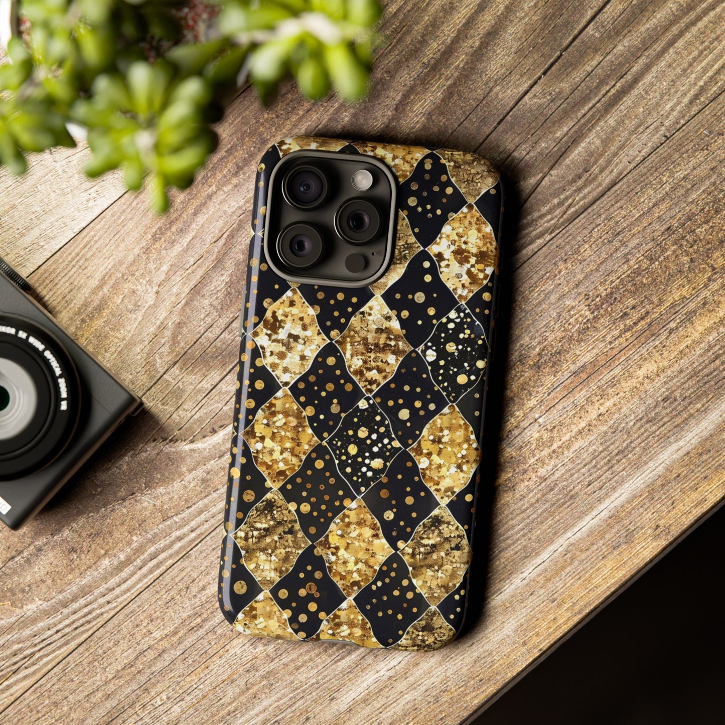 Elegant Gold & Black Phone Case for Tough Protection