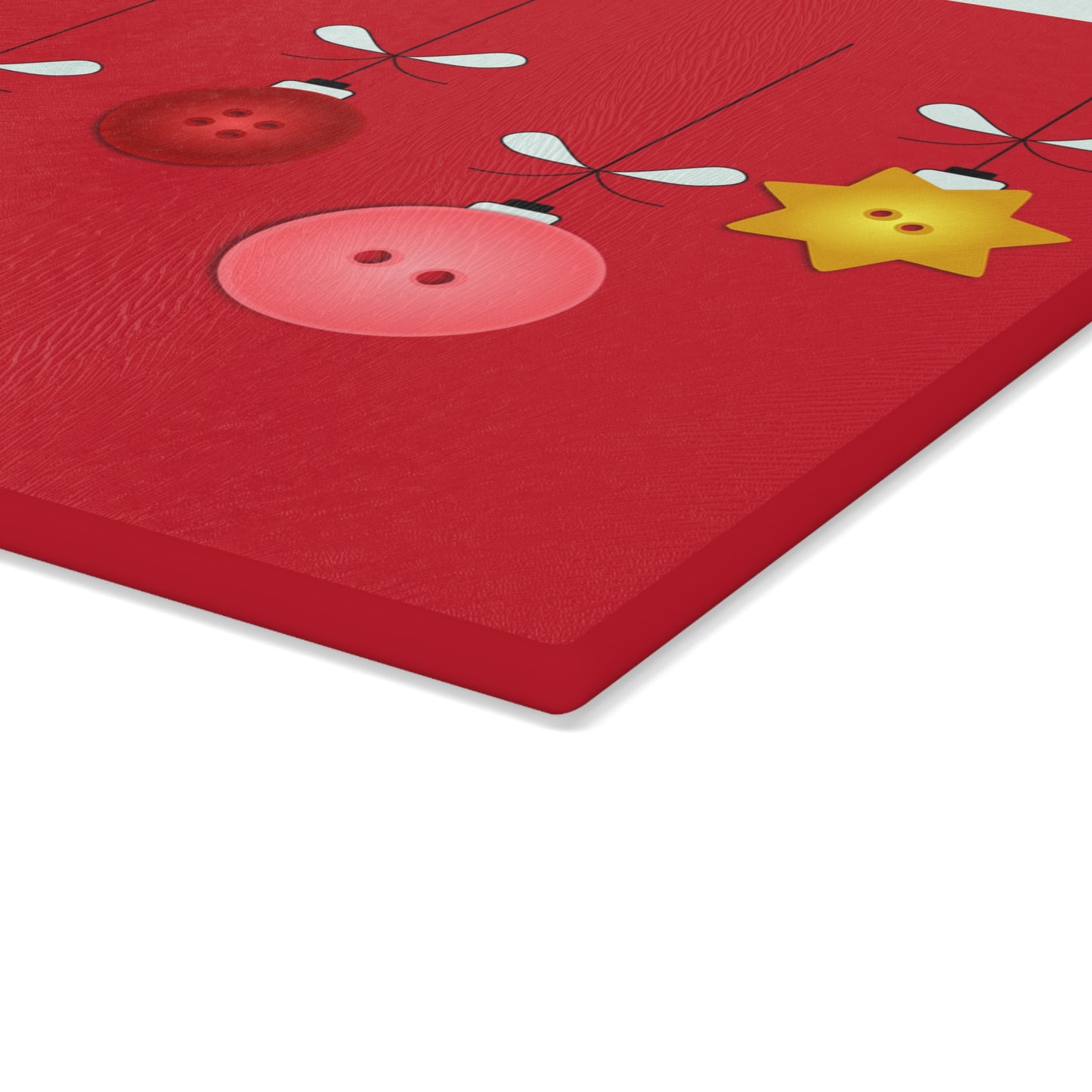 Festive Glass Cutting Board with Holiday Ornament Design, Kitchen Gift, Christmas Decor, Personalized Gift, Cooking Essentials