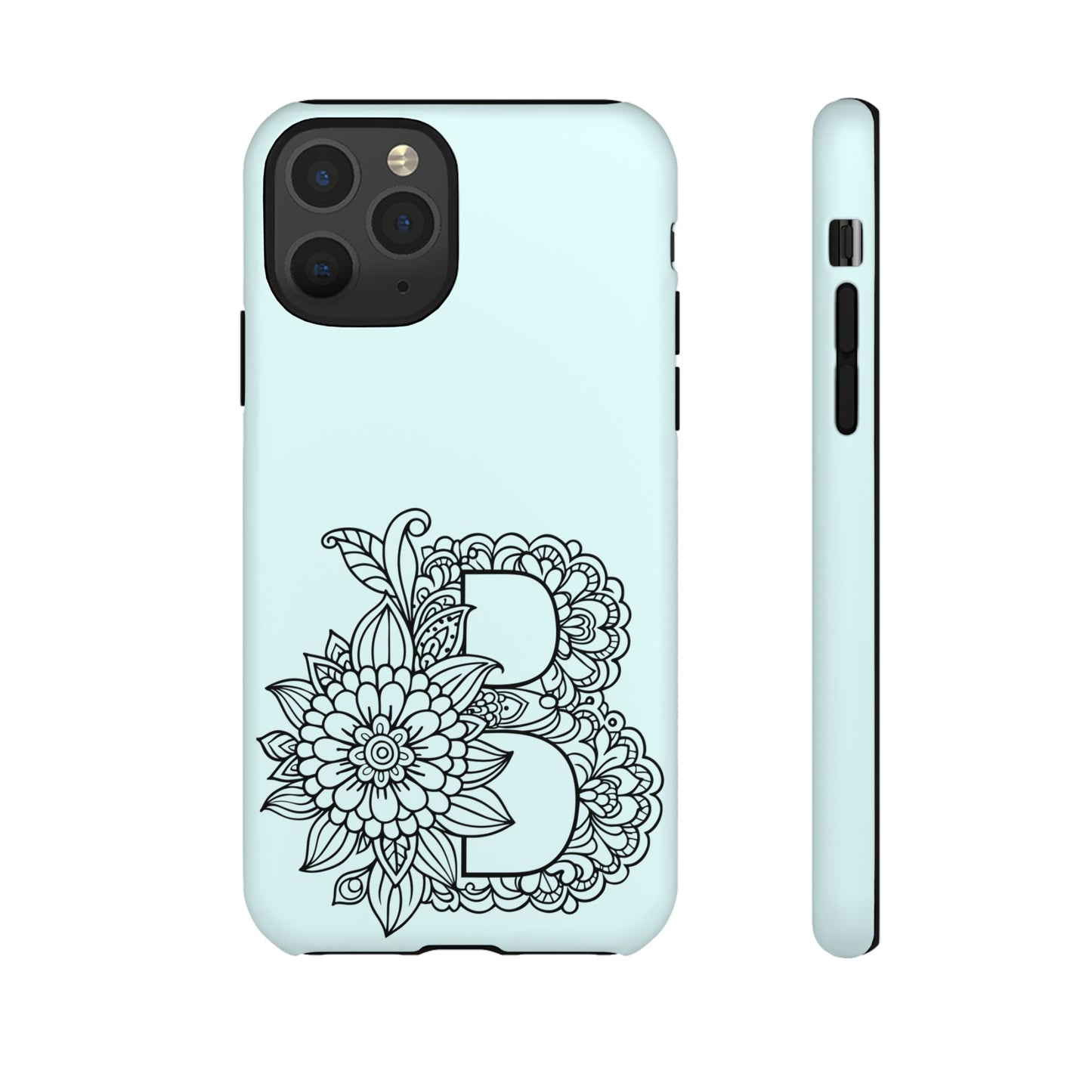 Personalized Tough Phone Case- Letter B, Floral Monogram Cell Phone Cover, Custom Protective Case, Unique Gift, Birthday, Graduation