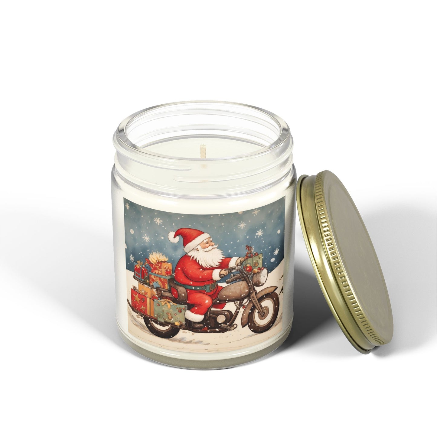 Festive Scented Candles | Santa on Motorcycle | Holiday Decor, Gift, Aromatherapy, Home Fragrance, Christmas Decoration