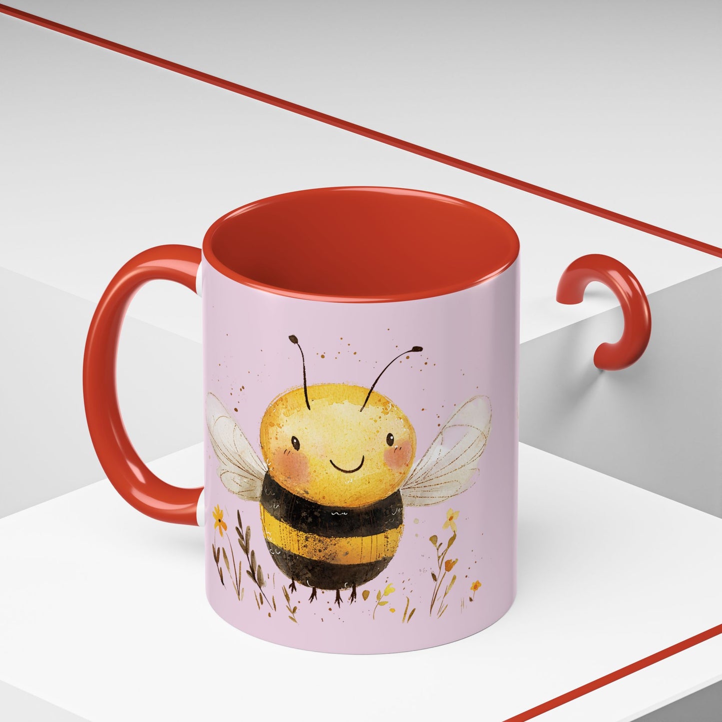 Cute Bee Accent Coffee Mug for Nature Lovers, Fun Bee Design, Gift for Friends, Bee Themed Kitchenware, Bee Lover's Mug