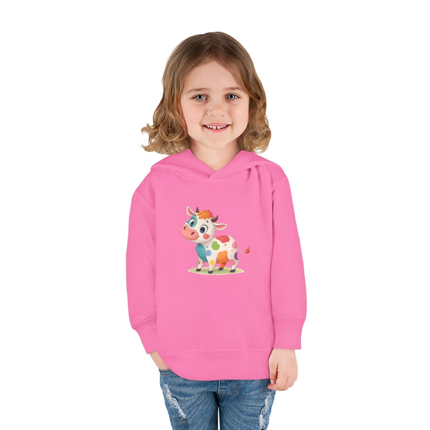 Cute Cow Toddler Pullover Fleece Hoodie, Kids' Hoodie, Animal Hoodie, Cozy Kids Apparel, Fun Gifts for Toddlers, Birthday Gift