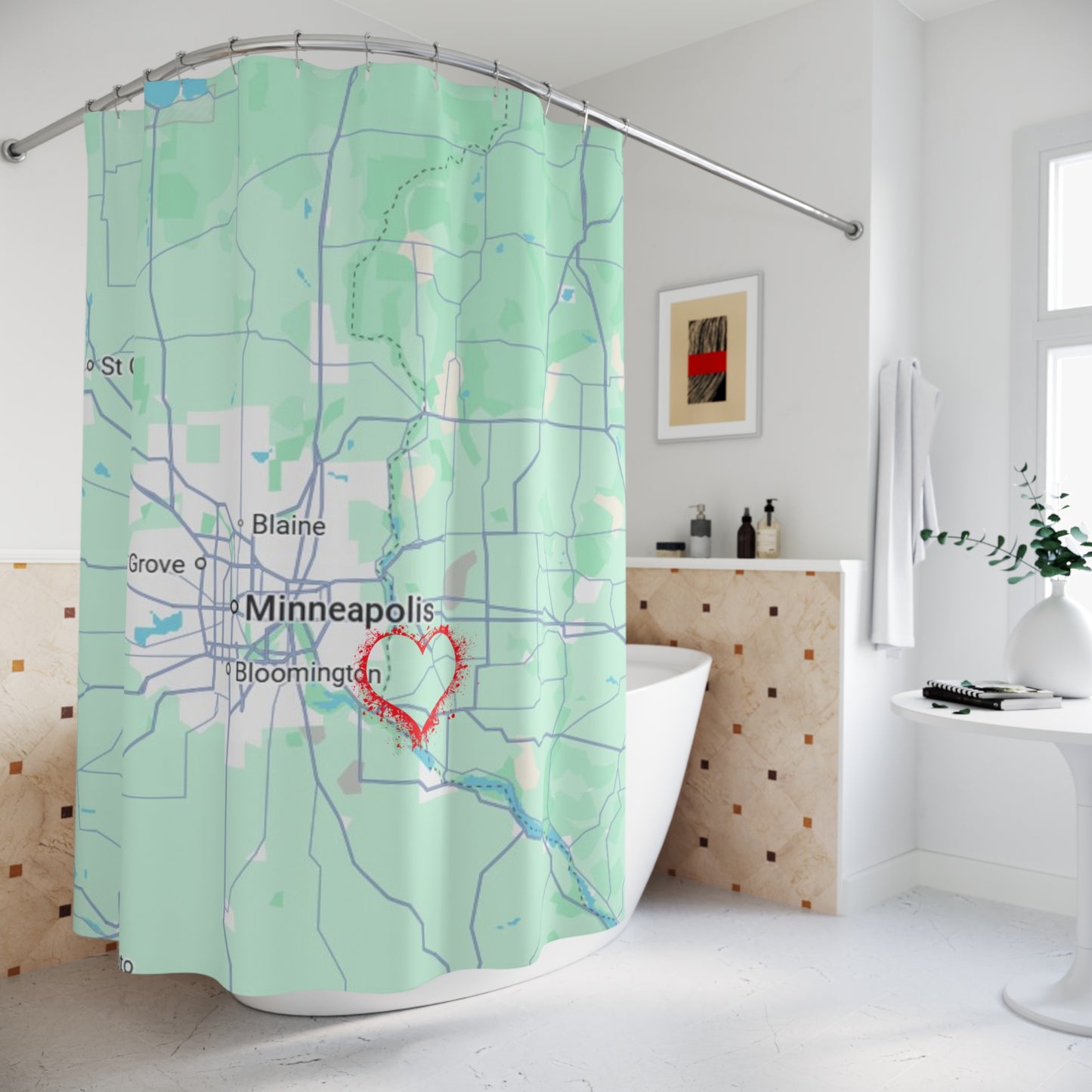 Personalized Map Shower Curtain, Custom Home Decor, Bathroom Gift, Wedding Gift, Housewarming, Unique Gift Idea