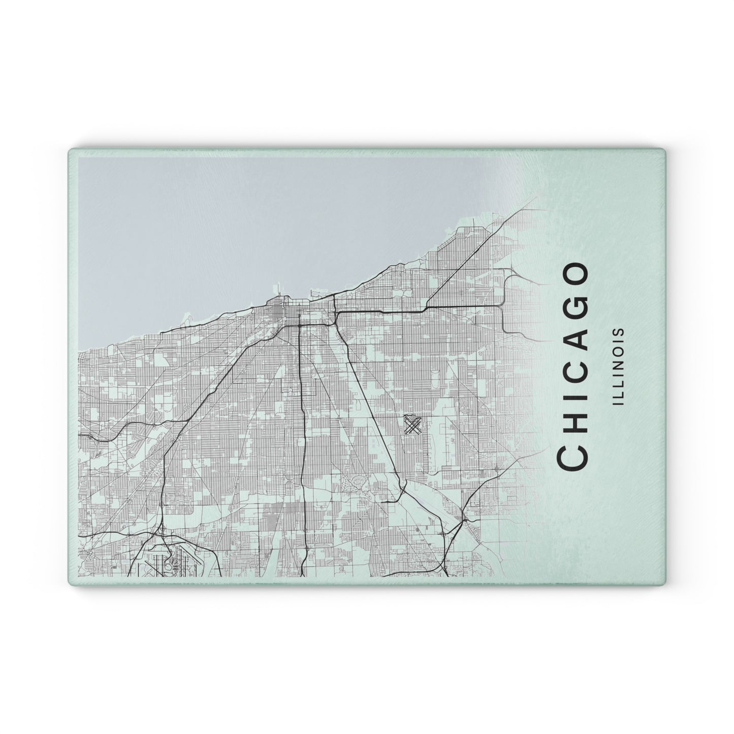 Chicago Map Glass Cutting Board – Modern Mint City Map Kitchen Board