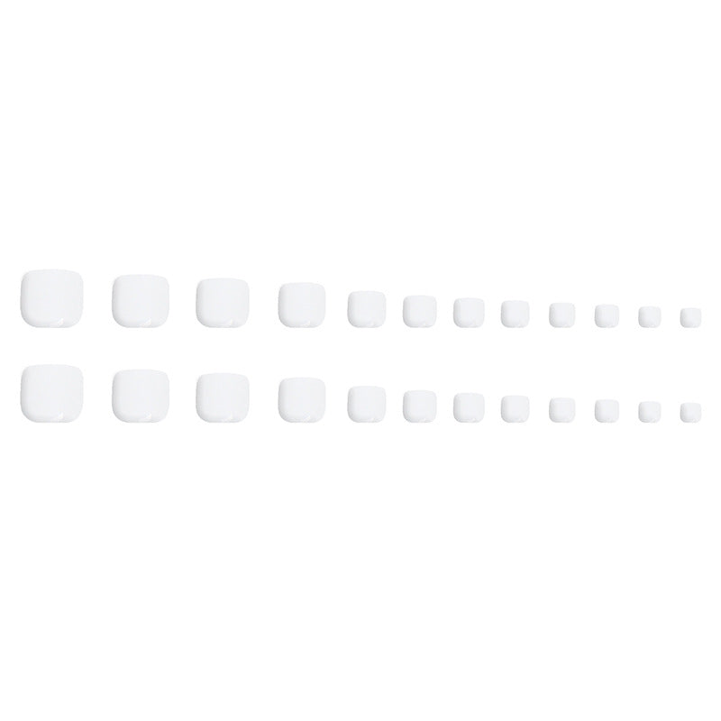 Pure and simple milk white Press-on toenails nail polish bright white fake nail wearable manicure piece 24 pieces – Image 5