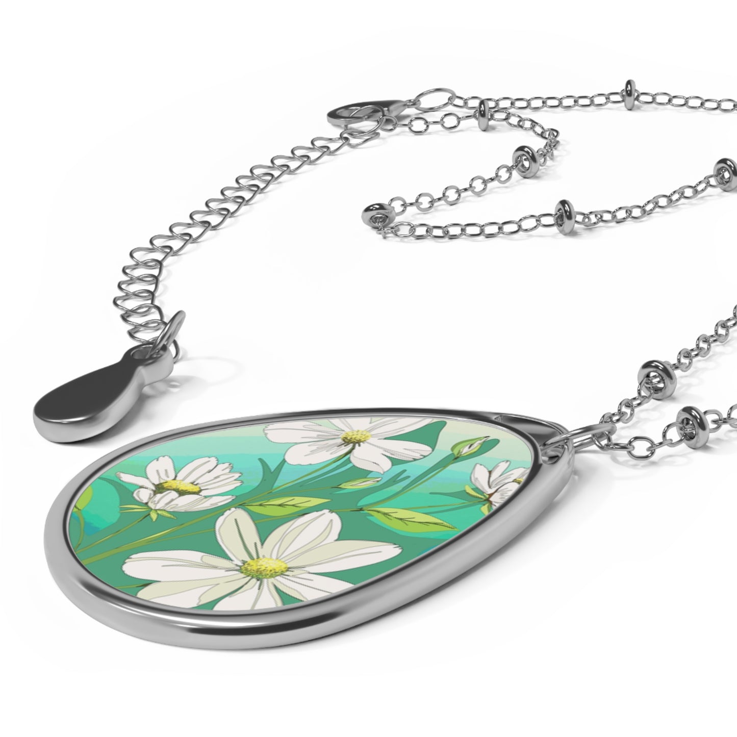 Floral Oval Necklace, Elegant Jewelry for Women, Nature-Inspired Gift, Boho Chic Accessory, Perfect for Birthdays or Anniversaries